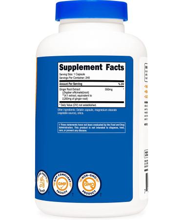 Nutricost Ginger Root Extract 550mg - 240 Capsules - 240 Count - Buy Online on GoSupps.com