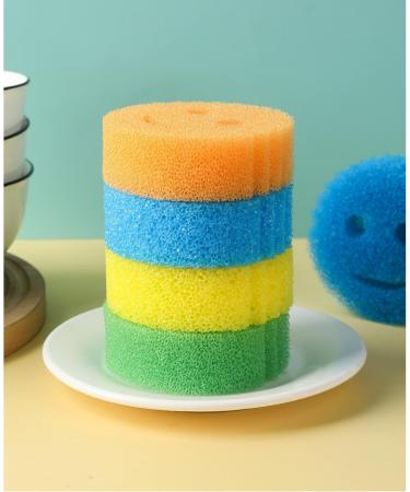 Smiley Face Cleaning Sponge Rub Honeycomb Sponge Home Kitchen Dish Washer Yellow - Soft - Buy Online on GoSupps.com