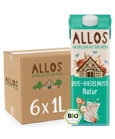 Buy Allos Organic Rice Hazelnut Drink - Vegan Lactose-Free Milk Alternative | 1 Liter (6 Pack) | Plant-Based Beverage - Buy Online on GoSupps.com
