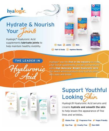 Hyalogic Chewy HA Gummies - Mixed Berry Flavor | Gluten-Free HA Supplement for Joints, Skin & Eyes | 60 Count (120mg) - Buy Online on GoSupps.com