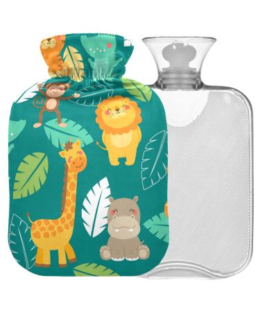 Naanle cartoon animals giraffe hot water bottle with reference transparent hot water bottle 2l large hot hot water bottle for bed handfoot heat pain relief heat and cold therapy
