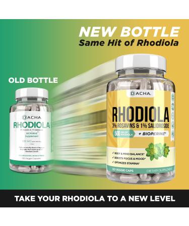 Natural Rhodiola Rosea Supplement - 120 Capsules | 500mg 3% Rosavins 1% Salidroside | Mood Focus & Brain Booster with Bioperine for Enhanced Absorption - Buy Online on GoSupps.com