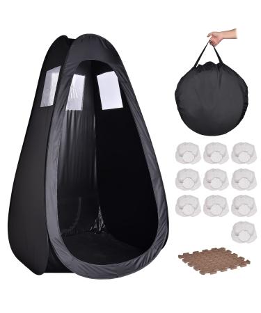 AW Black Spray Tanning Tent Pop Up Portable Spraying Booth Sunless Waterproof Tanning Tents Clear Window with Carry Bag for Makeup Painting 49x45x84" Black