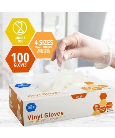 Med PRIDE Vinyl Gloves - Medium Box of 100 | 4.3 Mil Thick Powder-Free Non-Sterile Heavy Duty Disposable Gloves for Healthcare Medical & Food Handling - Buy Online on GoSupps.com