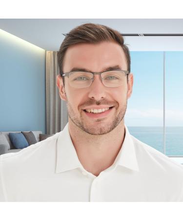 EYECEDAR 5-Pack Reading Glasses for Men Metal Gunmetal Half Frame Spring Hinges Eyeglasses Readers 2.00 Metal Grey 2.0 x - Buy Online on GoSupps.com