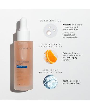 VASANTI Skin Rescue Serum - 5% Niacinamide | Hydrating & Brightening for All Skin Types | International Shipping Available - Buy Online on GoSupps.com