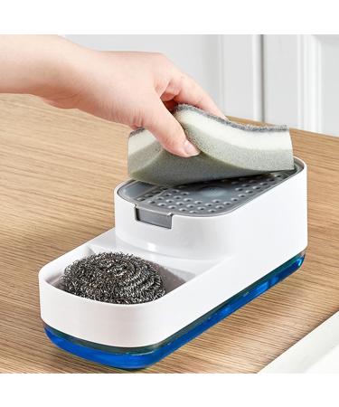 Dish Liquid Dispenser Sponge Holder with Dishwashing Liquid Dispenser for Kitchen Space Saving 2 in 1 Kitchen Accessories for Sponge Wipes Brushes Dishwashing Balls Rags Edorco White - Buy Online on GoSupps.com