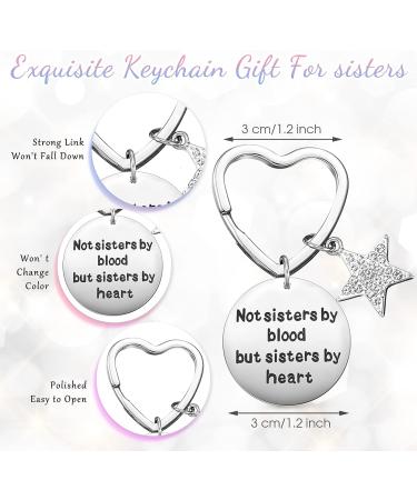 Sister Christmas Gift Set - 6 Pieces, 12oz Wine Tumblers, Makeup Bags & Keychains - Perfect Christmas/Birthday Present for Women, BFFs - Not Sisters by Blood But Sisters by Heart - with Gift Box - Buy Online on GoSupps.com