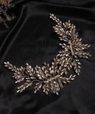 Deniferymakeup Bride Wedding Rhinestone Hair Vine Comb Bridal Hair Piece Rhinestone Hair Comb Rhinestone Hair Accessories for Women and Girls (Gold) - Buy Online on GoSupps.com