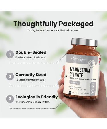 High Strength Magnesium Citrate Capsules - 444mg Elemental Magnesium - 240 Capsules (4 Month Supply) - Vegan and Made in UK - Buy Online on GoSupps.com