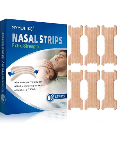 60 Count MYMULIKE Anti Snoring Nasal Strips Nasal Strips to Stop Snoring Instantly Relieves Nasal Congestion Nasal Strips Anti-Snoring Aid for Fast Relief (Hautfarbe)