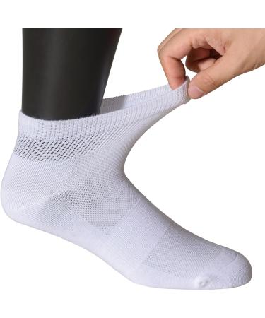 Yomandamor Men's 6 Pairs Non-Binding Ankle Diabetic Socks - Thin Cotton Breathable Size 10-13 White - Comfortable Fit for Sensitive Feet - Buy Online on GoSupps.com