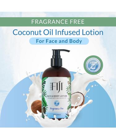 Coco Fiji Coconut Oil Face & Body Lotion 12 oz - Moisturizing Cream for Dry Skin, Fragrance-Free - Women & Men - Buy Online on GoSupps.com