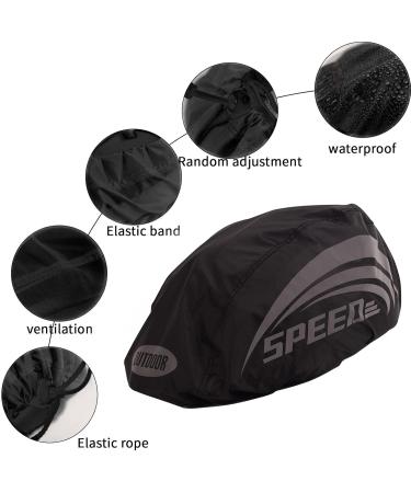 Bicycle Helmet Rain Protection | Waterproof & Windproof Cover | Breathable Dustproof 3PC Reflex Bracelet - Black - Buy Online on GoSupps.com