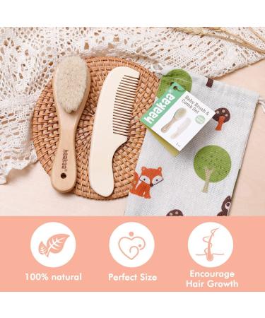 Haakaa Baby Hair Brush and Comb Set for Newborns & Toddlers - Natural Soft Goat Bristles - Gentle Grooming for Baby's Hair - Ideal for Cradle Cap - Perfect Baby Gift - 2 Pack - Buy Online on GoSupps.com