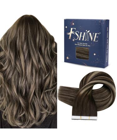 FSHINE 40CM TAPE in hair extension Real hair Drakbraun with platinum blonde which passes to brown human tape in extensions real hair/25g tape extensions real hair hair extension #2/60/2 tape #2/60/2 40cm