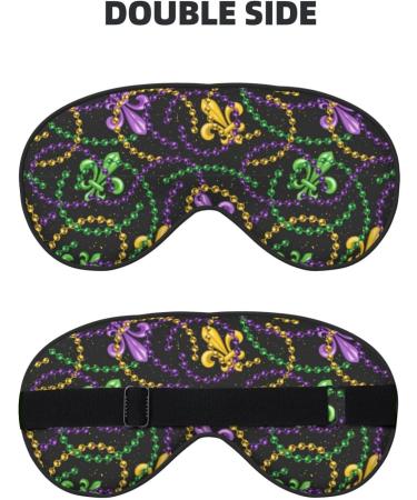 Mardi Gras Printable Sleep Eye Mask - Soft Blindfold with Elastic Strap for Travel & Night Sleeping - Buy Online on GoSupps.com