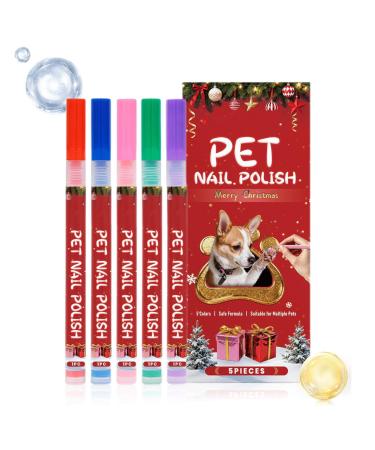 Set of 5 dog-safe nail polishes Waterproof and quick-drying Non-toxic grooming polish with vibrant colors for puppies kittens small and large breeds perfect for