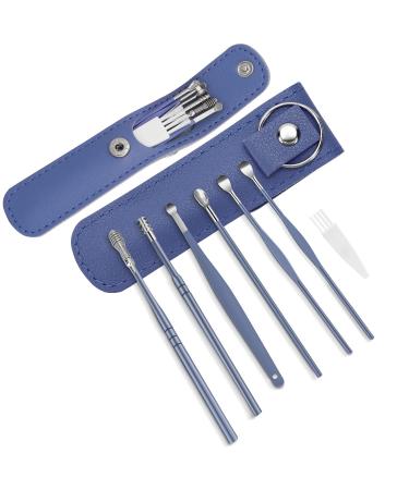 12Pcs Ear Wax Removal Set Stainless Steel Ear Wax Removal Tool Ear Cleaning Kit Ear Curette Cleaner Ear Picks Digger Tweezers Spiral Spring Ear Spoon Set for Family & Adults (Blue)