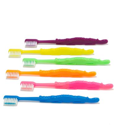 Alligator Child Toothbrush 26 Tuft Soft Bristle 144 Individually Wrapped Toothbrushes Assorted Colors Bulk Pack