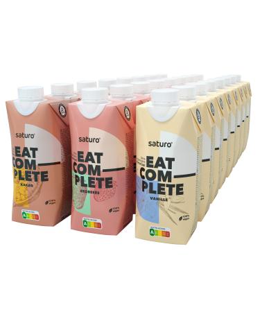 Saturo drinking meal test package |Protective kingdom with 330kcal |Vegan drinking food with 26 nutrients |24 x 330 ml (strawberry chocolate & vanilla) trial package (24 x 330 ml) 330 ml (24 Pack)