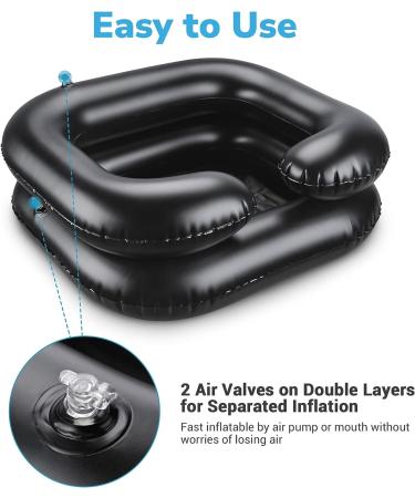AW Set of 2 Inflatable Shampoo Bowls - Portable Hair Washing Basins for Elderly, Disabled, Pregnant Women - Black - Buy Online on GoSupps.com