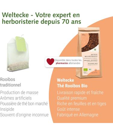 Weltecke Th Bio Rooibos Nature en vrac 300 g | Th Rooibos contr l et fabriqu en Allemagne | Th aux herbes aromatique naturellement v gan et sans caf ine | Roibos fra chement conditionn  - Buy Online on GoSupps.com