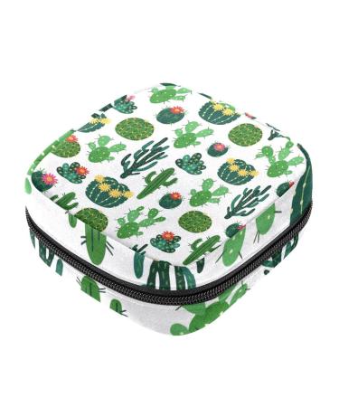 Women's napkin storage bag blooming cactus green plant cactus menstrual cup portable women's bandages storage bags female menstruation first period bag