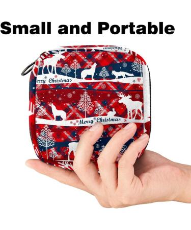 Buy Merry Christmas Reindeer Menstruation Pad Bag with Zipper - Stylish Women's Napkin & Tampon Organizer for Girls | International Shipping Available - Buy Online on GoSupps.com