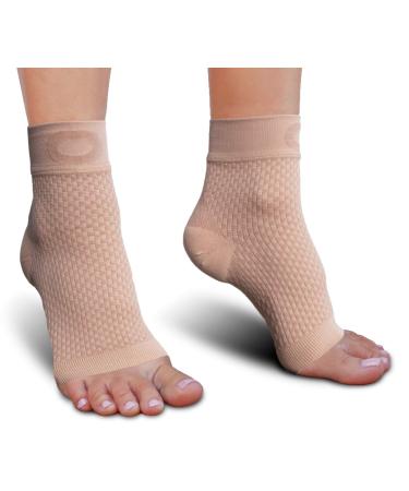 Plantar Fasciitis Socks with Arch Support for Men & Women - Best Ankle Compression Socks for Foot and Heel Pain Relief - Better Than Night Splint Brace, Orthotics, Inserts, Insoles L/XL (6-7.5 Men / 7-8.5 Women) Beige