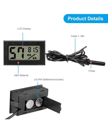 RUIZHI 2 Pack Mini Digital Hygrometer Thermometer Temperature Humidity Thermometers with Gauge Meter Probe for Reptile Aquarium Greenhouse Office - Buy Online on GoSupps.com