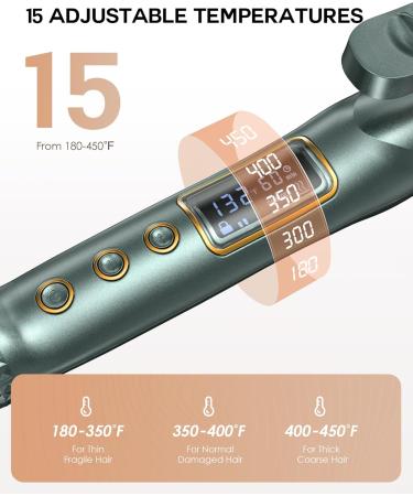 3/8 Inch Curling Iron - Tiny 9mm Wand for Medium Long Hair Ceramic Barrel LCD Display Heat Glove - Perfect Tight Curls in Green - Buy Online on GoSupps.com