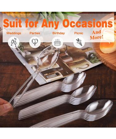 360 Clear Plastic Spoons - Heavyweight Disposable Cutlery - 6.7inch Heavy Duty Utensils for Parties and Restaurants - Buy Online on GoSupps.com