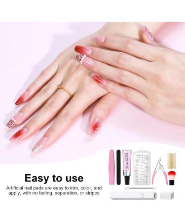 Gel Nail Kit With Tips | Girls Extend Nail Tips Set | With Nail Gel Nail Paint Brush Nail Scrub Strip Nail Scissors Nail Tips Nail Lamp Transparent Tips Nails Set - Buy Online on GoSupps.com