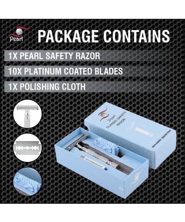 Pearl Double Edge Open Comb Safety Razor for Men - Eco-Friendly Brass Metal Razor | Premium Shaving Kit for Valentine's Gift - Buy Online on GoSupps.com