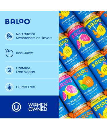 Buy Baloo Sparkling Water Variety Pack - Mood-Boosting Nootropic & Adaptogen Infused (12 oz Cans 12 Pack) - No Artificial Sweeteners Low Calorie Kosher Certified - Buy Online on GoSupps.com