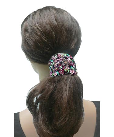 Crystal Flower Hair Holder Ponytail Barrettes Set of 3 - Blue, Rose, Brown | JCGY YY86900-5-3 - Buy Online on GoSupps.com