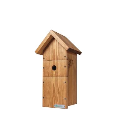 Green Feathers Large Wooden Deluxe Bird Box | Waterproof & Ventilated | 32mm Hole Ideal For a Variety of Birds | Nesting Box House | Easy Installation Triple Front Design