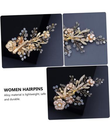 Beaupretty 1pc Flower Hairpin Crystal Gold Headpiece Vintage Hair Clips Rhinestone Barrettes for Women Hair Clips Alligator Hollow Star Hair Pin New Alloy Temperament Bride Headgear - Buy Online on GoSupps.com