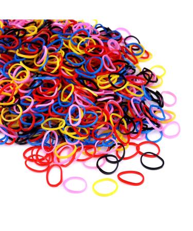 Small Elastic Rubber Hair Band Zingso 1000 Pcs Multi Color Hair Holder Hair Tie Soft Tiny Small Elastic Rubber Hair Bands Braiding for Kids Girls (Black + Colourful) Black + Colourful (1000PCS)
