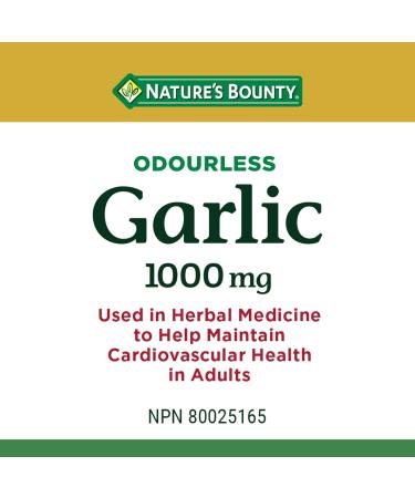 Nature's Bounty Garlic Pills and Herbal Health 1000mg Supplement Helps Maintain Cardiovascular Health 100 Softgels(Packaging May Vary) Unflavored 100 count (Pack of 1) - Buy Online on GoSupps.com
