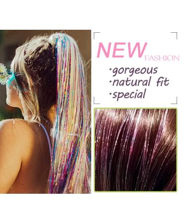Sparkling Hair Tinsel Strands Kit - 2400 Strands in 12 Colors for Party Hair Highlights - Synthetic Hair Extensions Set with 1 Application Tool - Buy Online on GoSupps.com