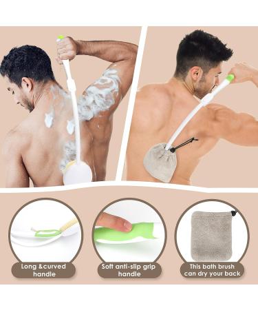 Foldable Back Shower Brush for Men and Women - Quick Dry Bath Brush, Extra Long Handle Curved Body Scrubber - Ideal for Elderly, Disabled, Seniors, Pregnant - LYIGEOL - Buy Online on GoSupps.com