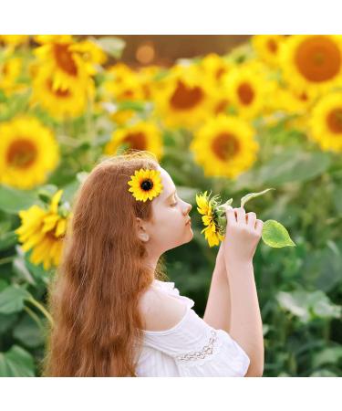 10 Beautiful Sunflower Hair Clips - Duck Beak Style for Ladies | Perfect for Parties Beach Vacations & Weddings - Buy Online on GoSupps.com