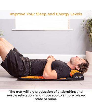 LyfeFocus Acupressure Mat & Pillow Set with Travel Bag - Back, Neck & Shoulder Pain Relief - Black & Orange - Buy Online on GoSupps.com