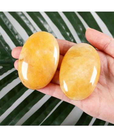 Xiannvxi 2.4 Natural Yellow Jade Worry Stone - Polished Oval Gem for Massage & Reiki Healing | Buy Crystals Online - Buy Online on GoSupps.com