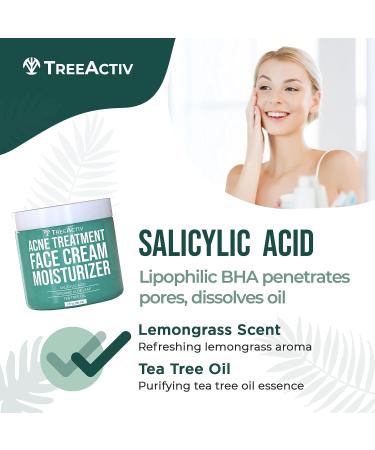 TreeActiv Acne Treatment Face Cream with Salicylic Acid & Tea Tree Oil - 90 Day Supply - Buy Online on GoSupps.com
