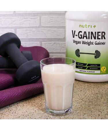 Nutri + Carbohydrate Protein Powder 2000g with Strawberry Cream Taste - Weight Gainer Vegan for Weight Gain - Nutri-Plus V-Gainer Mass - Buy Online on GoSupps.com