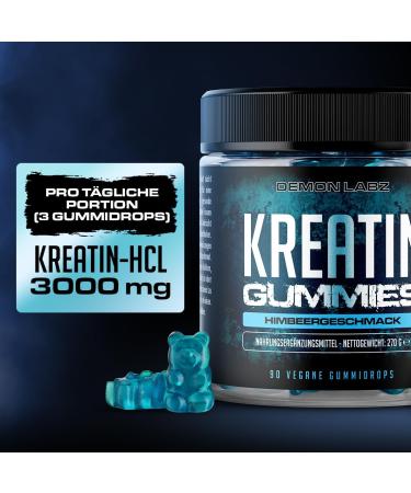 Demon Labz High-Dose Creatine Gummy Bears - 3000mg Creatine HCL Vegan Lab Tested Blue Raspberry Flavor - 90 Gummies - Buy Online on GoSupps.com