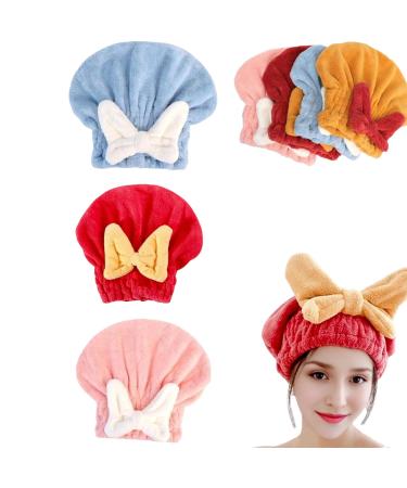 New Super Absorbent Hair Towel Wrap for Wet Hair Ultra Absorbent Hair Quick Drying Towel Soft Absorbent Quick Drying Cap with Bow-Knot Make Your Hair Smoother and shinier (3 PCS-02)